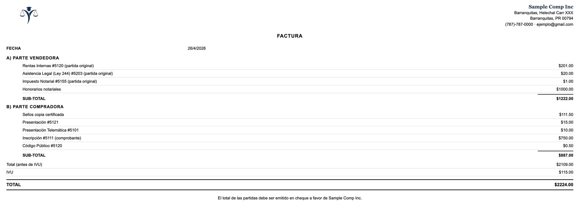 Factura PDF profesional